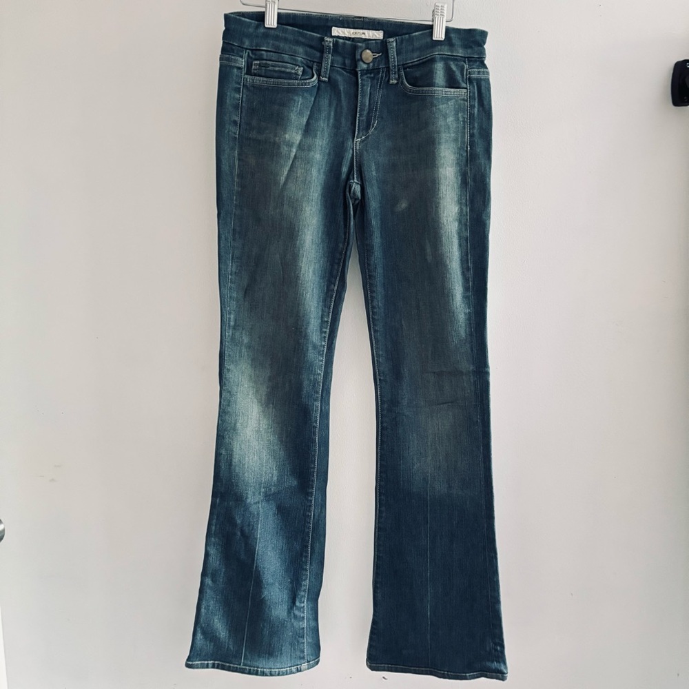 Joe’s Jeans Rocker Bootcut Dark Blue Wash Flare Distressed Jeans Size 27